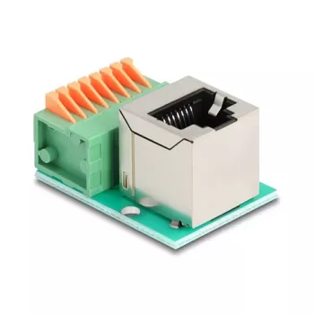 DeLOCK 90653 lyties keitiklis RJ45 8 kontaktų gnybtų blokas Žalia Sidabrinė