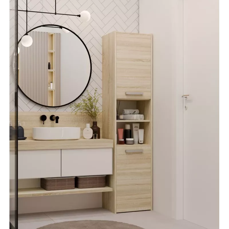 Vonios spintelė stovima Top e shop S40 SONOMA ąžuolinė, 6 lentynos, 400×300×1700 mm