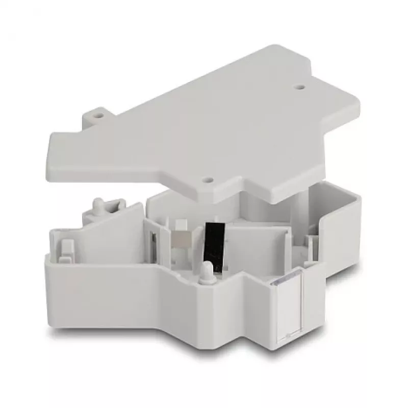 Snap-in laikiklis Keystone moduliui ant DIN bėgio DELOCK 67043 — plastikinis, įžemintas, 60×88.2×21.5 mm, pilkas