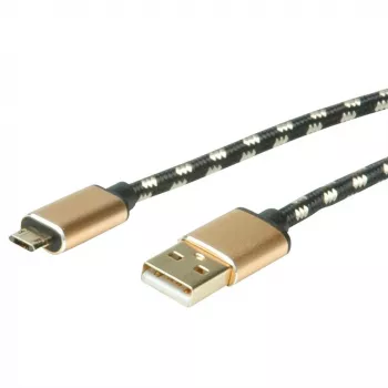 ROLINE 11.02.8820 USB kabelis 1,8 m USB 2.0 USB-C Micro-USB B juodas - auksinis