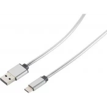 USB kabelis S/CONN 14-12001 USB 2.0 1 m USB A USB C sidabrinis