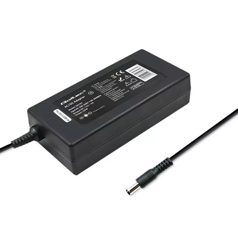 Qoltec 50797 stalinis maitinimo šaltinis 60 W, 12 V, 5 A, 5,5x2,1 mm, su maitinimo kabeliu