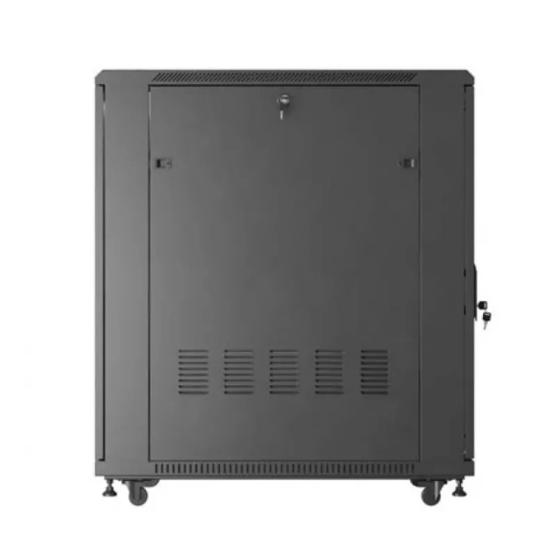 19 colių stelažo spinta LANBERG FF01-6022-23B, 22U, 600×1000 mm, juoda, perforuotos durelės