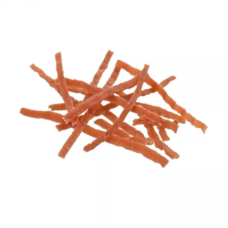 Šunų skanėstai PETITTO Soft strips su vištiena ir žuvimi 500 g — minkšti dresūros užkandžiai, maišelis