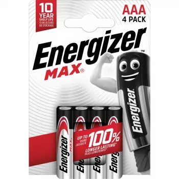 Energizer Batteries Alkaline Max AAA LR03, 4 vnt., Eko pakuotė