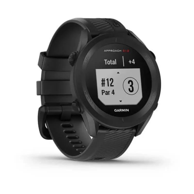GPS golfo laikrodis GARMIN Approach S12 Juodas, 43 mm korpusas, silikoninis dirželis, 30 h GPS baterija