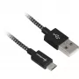 USB 2.0 laidas, USB-A kištukas > Micro-USB kištukas (juoda/pilka, 0,5 m, pintas)