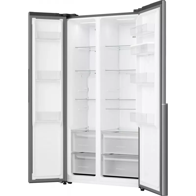 Gorenje HZF55082 NRS917E41XWD G400, Laisvai pastatomas šaldytuvas su šaldikliu, American door, Pilka, 2 durys, Liečiamas valdymas, LED