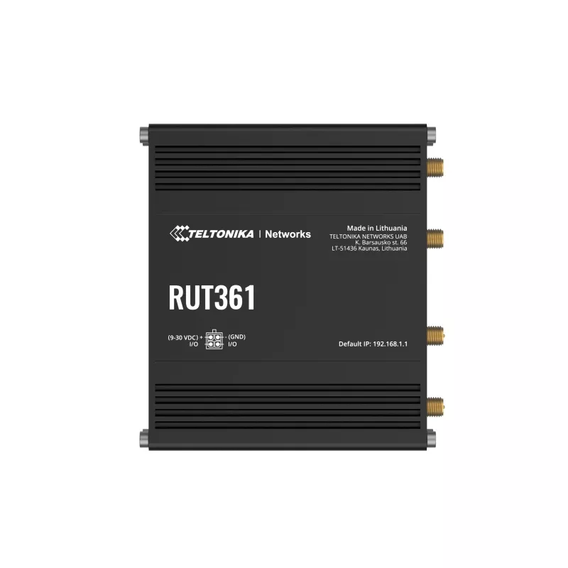 Teltonika RUT361 pramoninis 4G LTE maršrutizatorius, Cat 6 LTE, WiFi 4, 2x RJ45 100 Mb/s, IP30