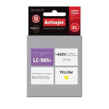 Activejet AB-985YN rašalo kasetė (pakaitalas Brother LC985Y; Supreme; 19,5 ml; geltona)