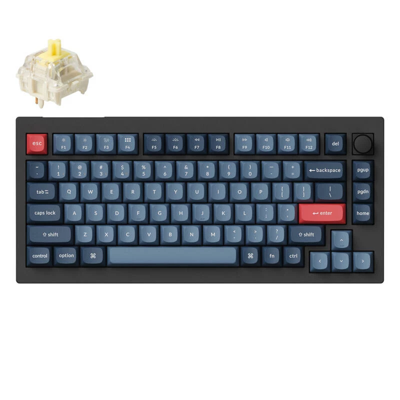 Keychron V1 Max belaidė mechaninė klaviatūra Universal USB RF Bluetooth Juoda Pilka 75%