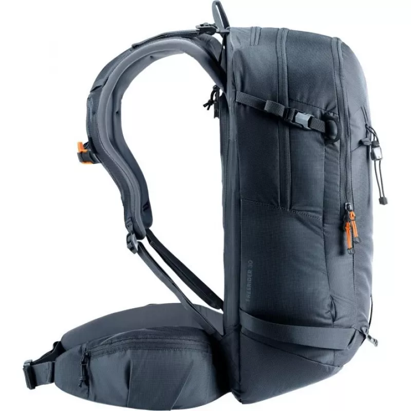 Kuprinė DEUTER Freerider Pro 34+ – techninė freeride slidžių žygiams, 34 L, juoda, šalmo laikiklis, klubų diržas