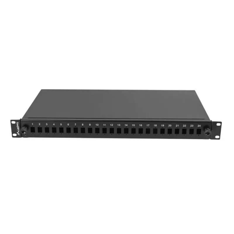 Paskirstymo dėžė šviesolaidinei 1U 24xSC Simplex / 24xLC Duplex Rack 19 inch juoda