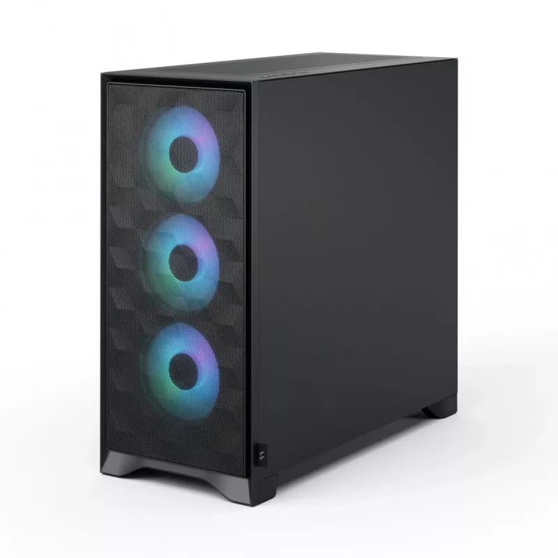 Fractal Design Pop 2 Air Black Solid vidutinis bokštas PC korpusas — ATX palaikymas, 3x 120 mm priekiniai ventiliatoriai, 2.5/3.5 colių diskų vietos, 215×481×462 mm