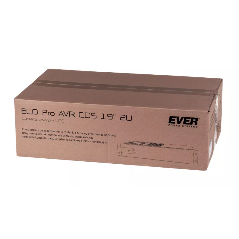 Nepertraukiamo maitinimo šaltinis (UPS) EVER ECO Pro 1200 AVR CDS, 1.2 kVA (650 W), 2U, 3× C13, USB-B, AVR, VRLA 12 V 5 Ah ×2