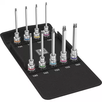 Wera 8767 C TORX HF 3 Zyklop 1/2 colio TORX bitų lizdų rinkinys, 9 vnt.