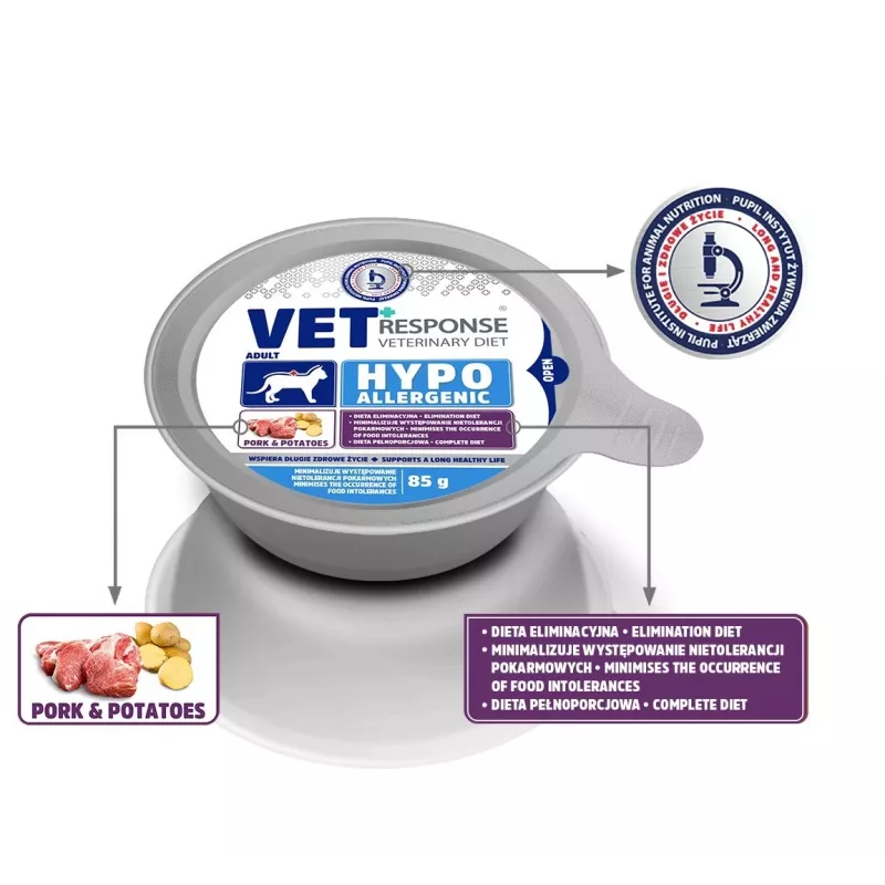 VET RESPONSE Hipogalerginė Kiauliena – šlapias ėdalas katėms – 85g