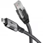 Ethernet kabelis USB-C 3.2 Gen2 kištukas > RJ-45 kištukas, LAN adapteris juodas/sidabrinis, 2 m, pintas tekstilinis apvalkalas