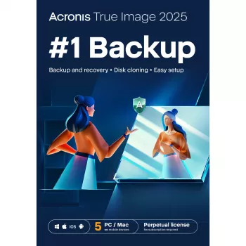 Acronis True Image 2025 5 kompiuteriams ESD amžina licencija - Atsarginė kopija ir suspaudimas
