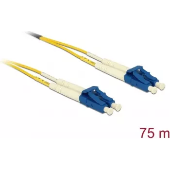 DELOCK InfiniBand / šviesolaidinis kabelis 75 m OS2 2x LC į 2x LC, 9 µm, geltona/mėlyna