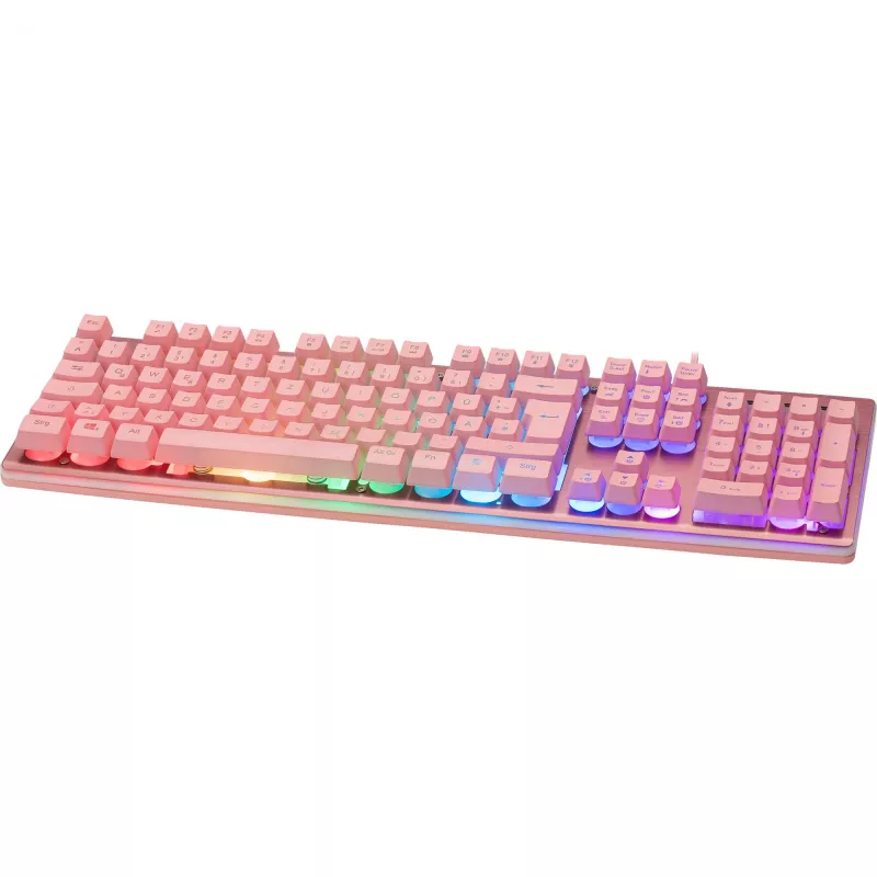 Deltaco GAM-021-RGB-P-DE - pilno dydžio (100%) klaviatūra - USB - membraniniai klavišai - QWERTZ - rožinė
