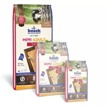 Sausas šunų ėdalas Bosch Tiernahrung MINI ADULT WITH LAMB & RICE minių veislių šunims 15 kg, suaugusiems, be glitimo