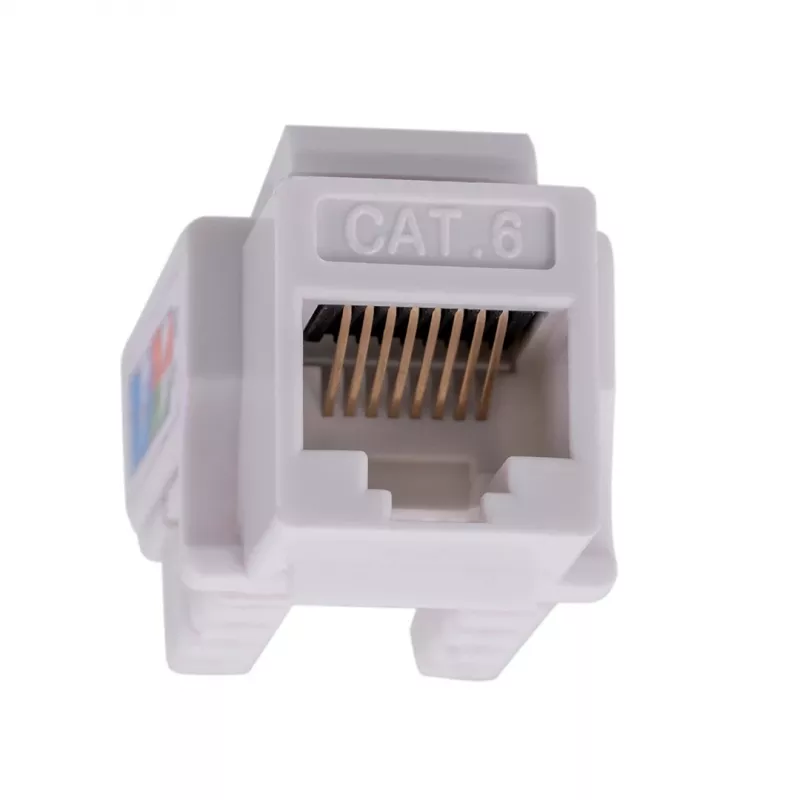 Keystone modulis LANBERG KSU6-1090, Cat6 U/UTP plokščias, RJ-45 kištukas į LSA lizdą, AWG 22/26, 14,5×16,1 mm, baltas
