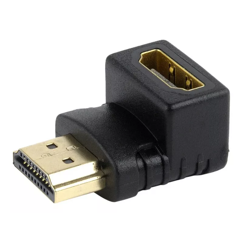 HDMI adapteris GEMBIRD A-HDMI90-FML, HDMI į HDMI, 90° kampinis, juodas