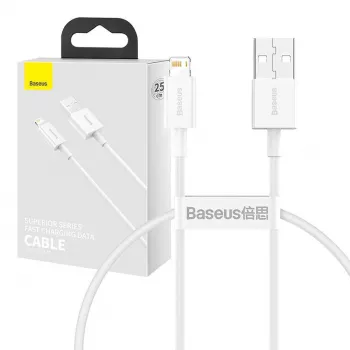 Baseus Superior Series laidas USB į Lightning, 2,4 A, 0,25 m (baltas)