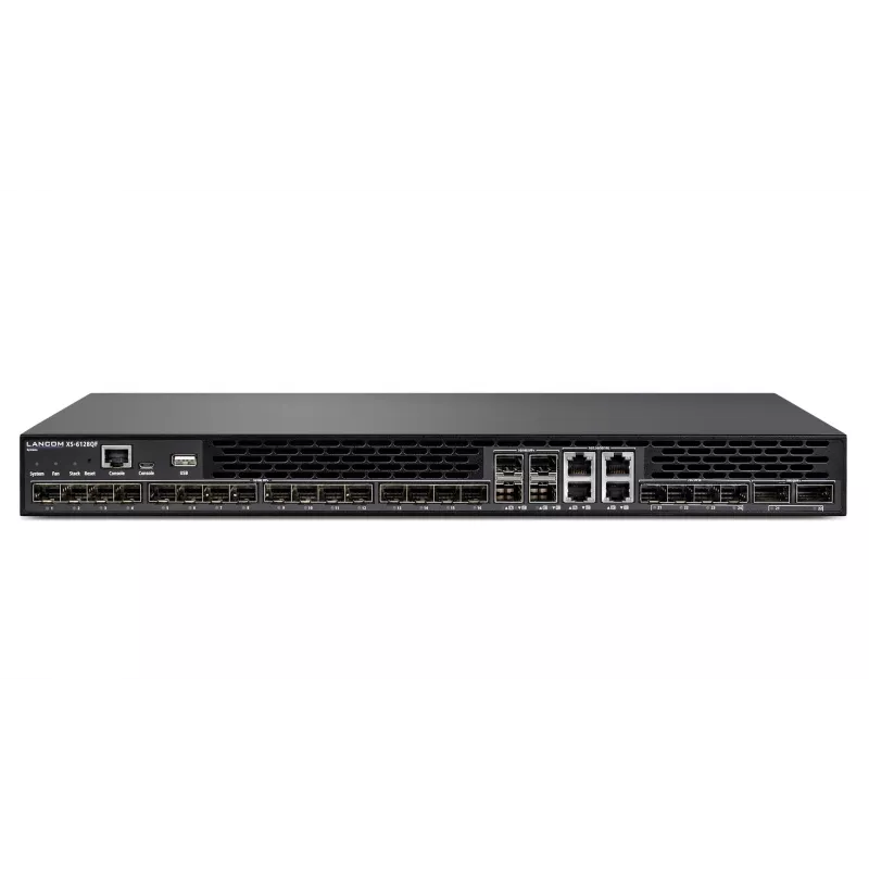 LANCOM XS-6128QF – valdomas L3 jungiklis, 16x 10 Gigabit SFP+ + 4x kombinuoti 10G SFP+/RJ-45 + 4x kombinuoti 25G SFP28 (aukštupis) + 2x kombinuoti 40G QSFP+ (aukštupis)