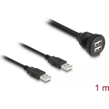 DeLOCK USB 2.0 laidas 2 x USB-A kištukas į 2 x USB-A lizdas 1 m juoda