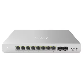 Cisco Meraki MS120-8 valdomas komutatorius, 8 x Gigabit PoE+ (124 W) + 2 x SFP, stalinis / montuojamas ant sienos