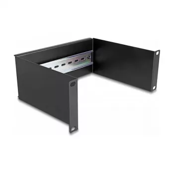 Rack lentyna DeLOCK 10 colių DIN bėgelis Panel 2U juoda Metalinė 180mm