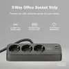 DIGITUS 3-jų lizdų ilginimo blokas su 2×USB-A ir 1×USB-C, 3 AC lizdai (E/F tipas), 1,5 m laidas, juodas