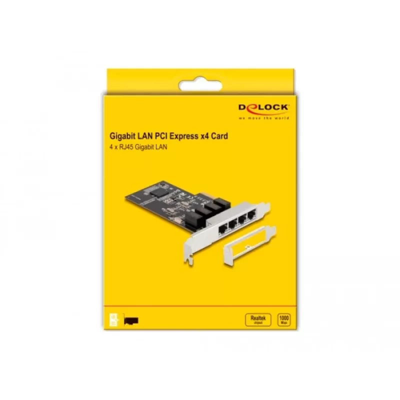 DeLOCK PCI Express x4 kortelė 4 x RJ45 Gigabit LAN RTL8111