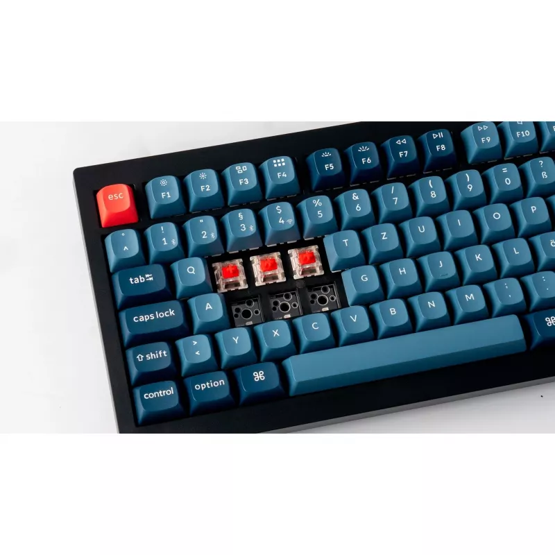 Keychron V6 Max, Gaming klaviatūra, juoda/mėlynai pilka, DE išdėstymas, Gateron Jupiter Red, Hot-Swap, RGB