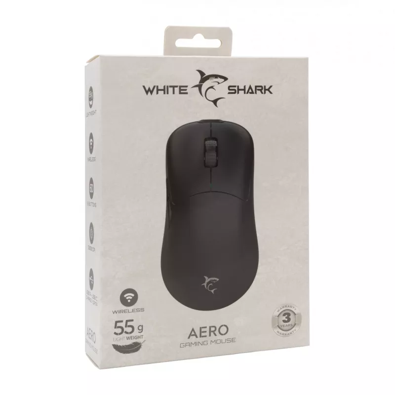 White Shark WGM-5015 Aero Black – žaidimų pelė