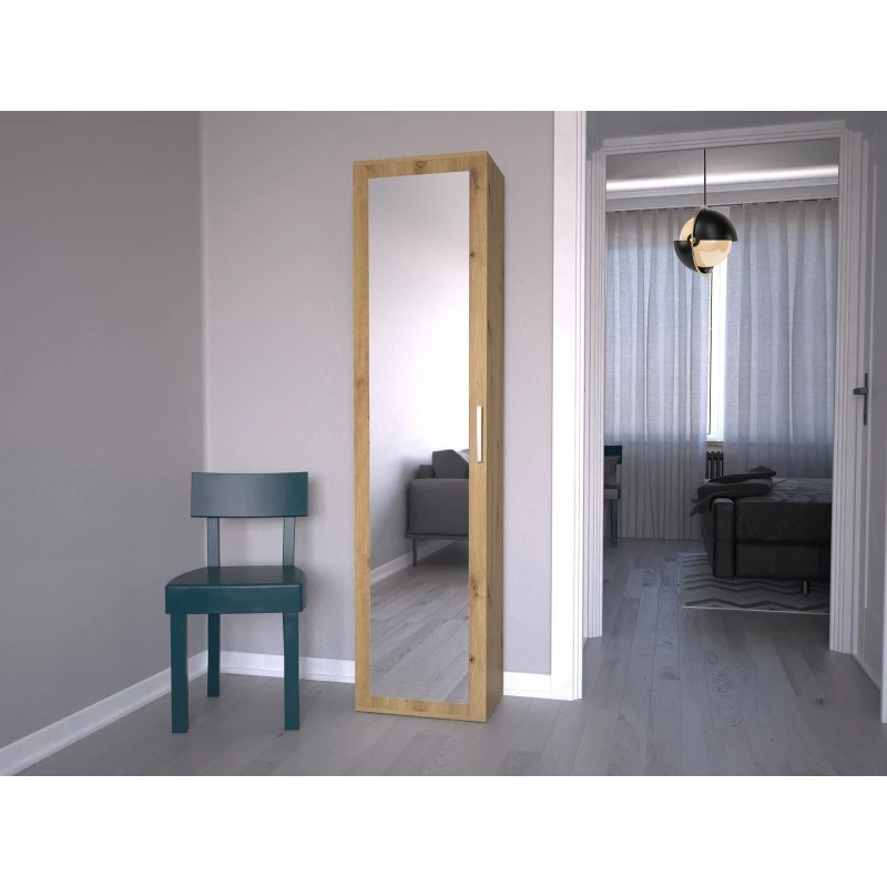 Spintelė Top e Shop DUO SZAFKA ARTISAN – ąžuolinis rėmas, 2 lentynos, 1 duris, 500×350×1800 mm