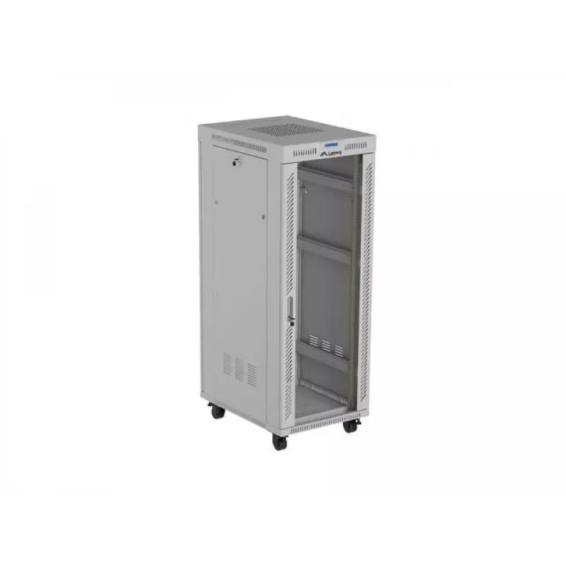 19 colių 32U LANBERG stovimas serverio spintos korpusas 600×800 mm pilkas su stiklinėmis durelėmis ir LCD (Flat Pack)