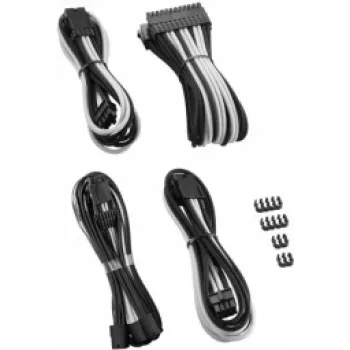 CableMod PRO ModMesh CM-PCAB-16P3KIT-NKKW-3PK-R 3 vnt. juodos ir baltos spalvos pinti PCIe/ATX maitinimo ilginimo kabeliai