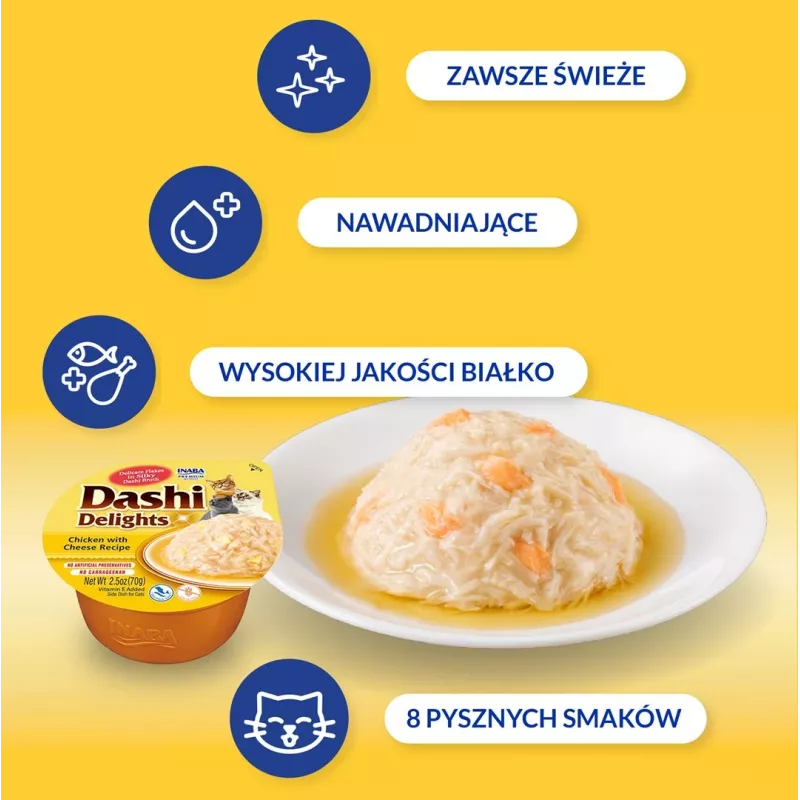 INABA Dashi Delights Vištiena su sūriu sultinyje - skanėstai katėms - 70g