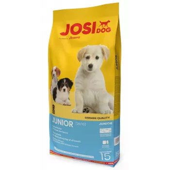Sausas šunų ėdalas JOSERA JosiDog Junior — 15 kg, vištiena, 25% baltymų, 13% riebalų, jauniems šunims, sąnarių ir virškinimo palaikymui