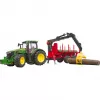 BRUDER John Deere 7R 350 su miškovežio priekaba ir 4 rąstais