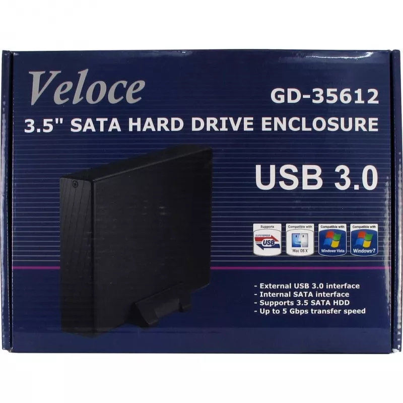 Inter-Tech Veloce GD-35612 – išorinis diskų dėklas, 3,5 colio, SATA 3Gb/s, USB 3.0
