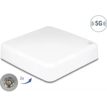 Kryptinė lauko antena DELOCK 81467 — 5G, 2× N jungtys, balta