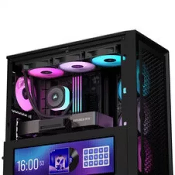 Corsair FRAME 4000D LCD RS PC korpusas, Midi-Tower, ATX, ARGB, grūdintas stiklas - juodas