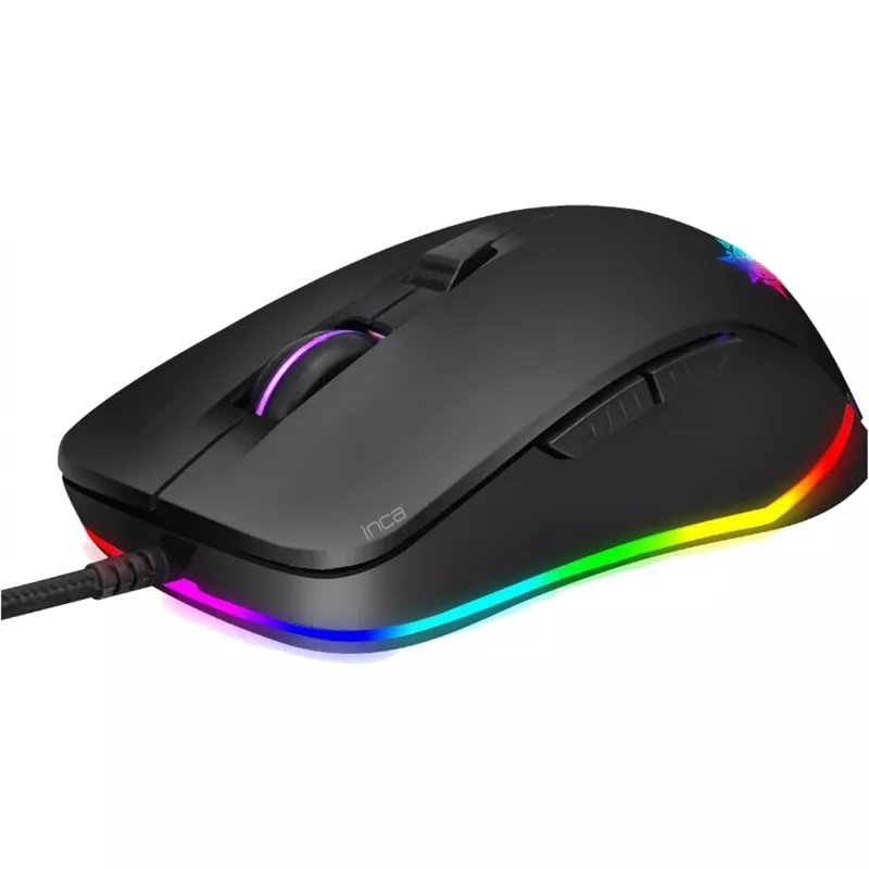 INCA Gaming Mouse IMG-327 4800 DPI. RGB. 6 mygtukai. USB. Juoda