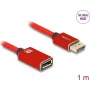 DeLOCK DisplayPort ilginimo kabelis 8K 60 Hz 1 m raudonas metalinis be fiksatoriaus