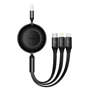 USB 3-in-1 laidas Baseus Bright Mirror — micro USB, USB-C, Lightning, 66W, 1,1 m