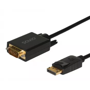 SAVIO DisplayPort į VGA (D-Sub) kabelis 1,8 m, juodas